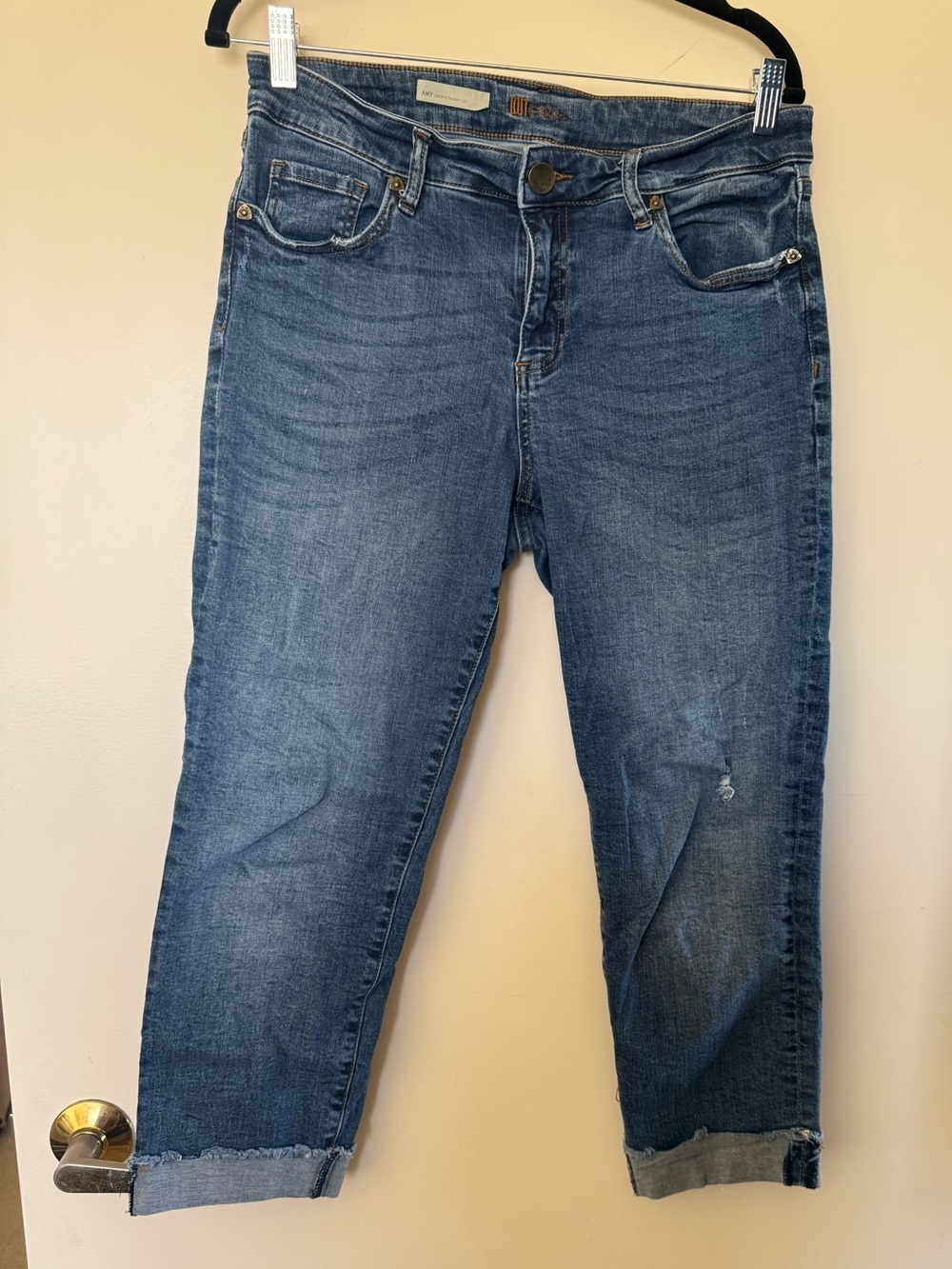 Kut From the Kloth Blue Denim Amy Crop Straight Leg Jeans in Size 10